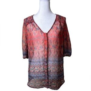Skies are Blue Anthropologie/ Stitch Fix Boho Sheer Blouse Size Small